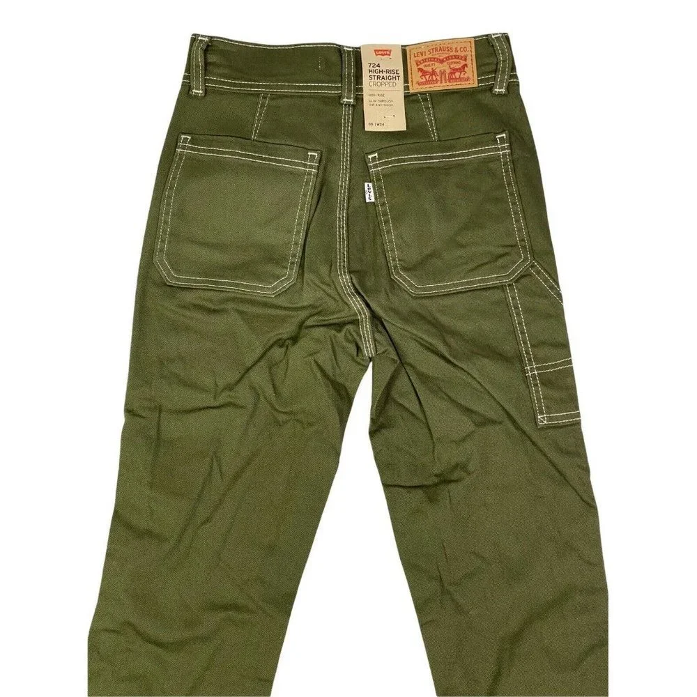Levi's 724 High Rise Carpenter Cropped Straight Leg Olive Night Women's Jeans SZ